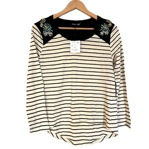 NWT~Zara Long Sleeve Shirt Shoulder Details Size S